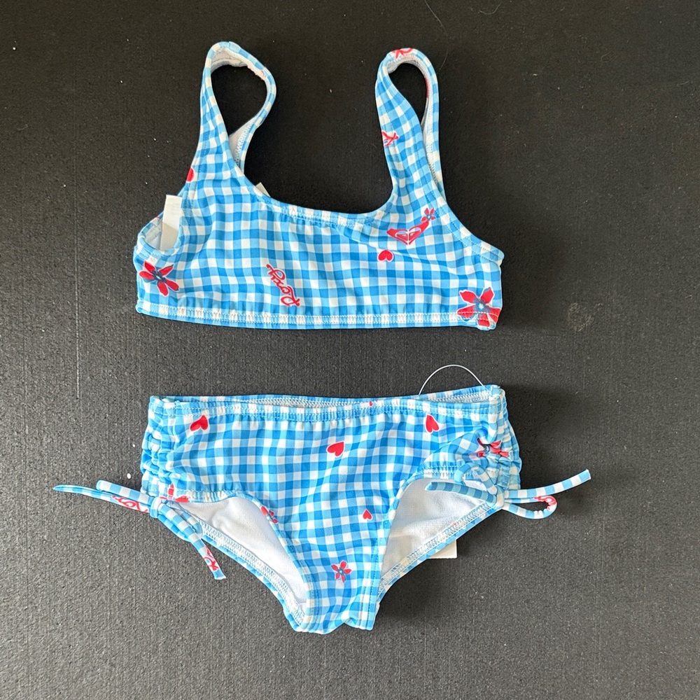 Roxy Blue Gingham Bikini with Red Details